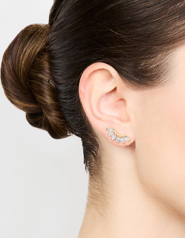 Gold Diamante Stud Earrings