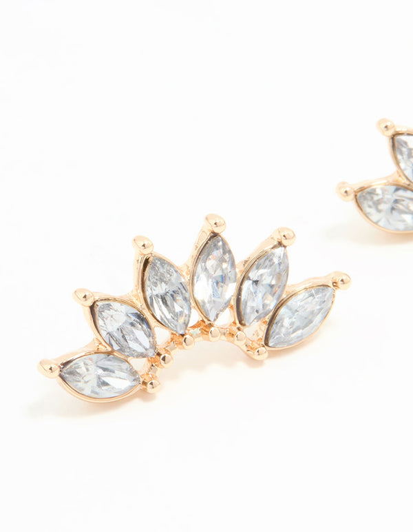 Gold Diamante Stud Earrings