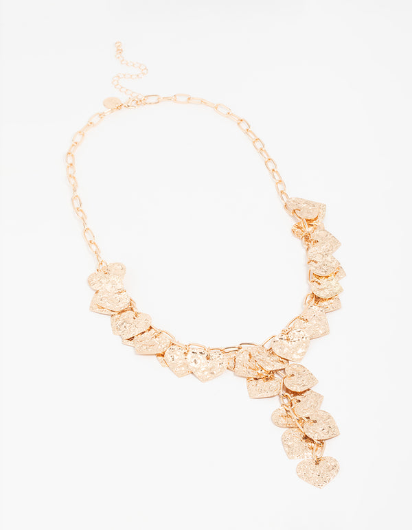 Gold Molten Heart Y-Necklace