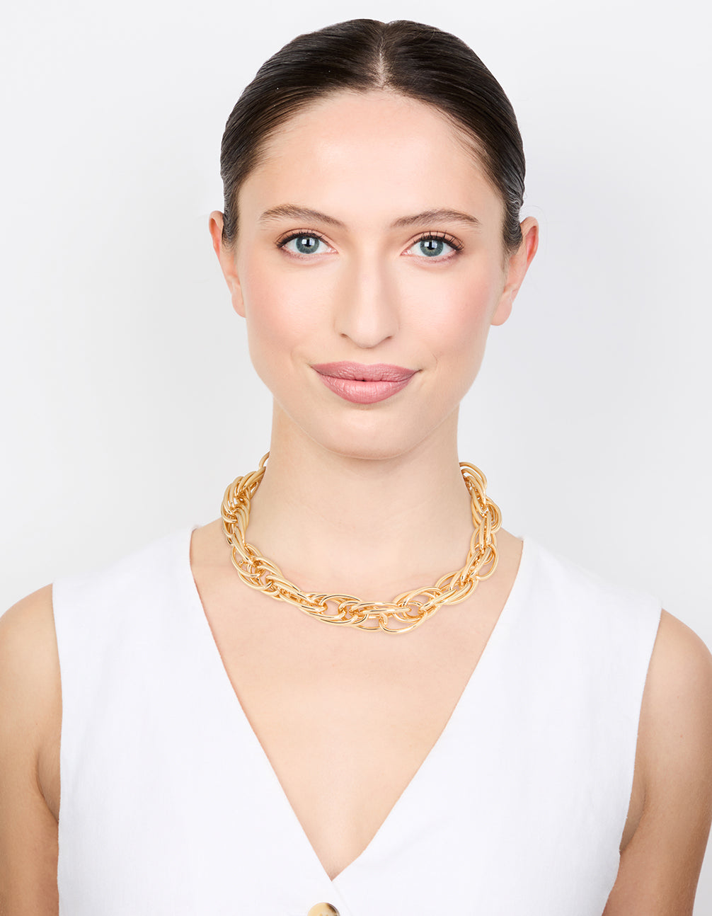 Gold Plated Chunky Wide Chain Necklace