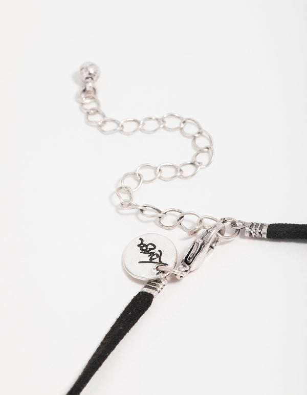 Silver Cord Turquoise Horseshoe Choker Necklace