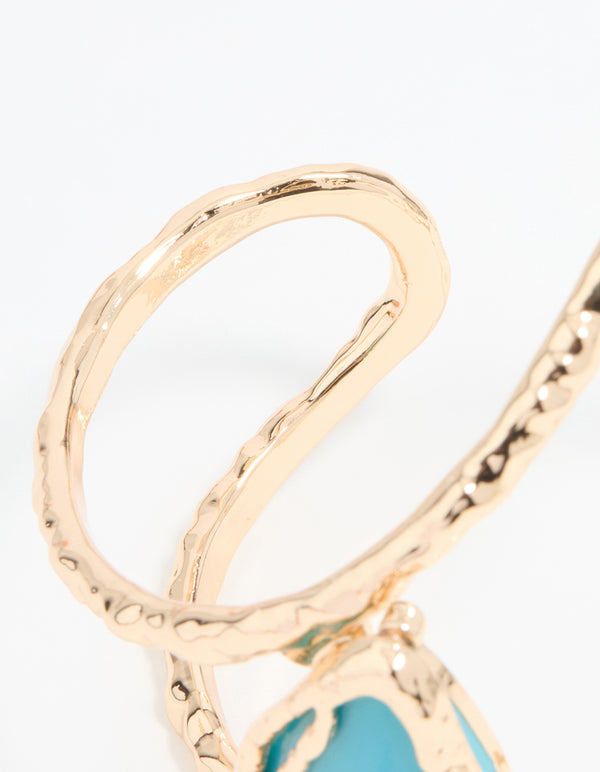 Gold Turquoise Semi-Precious Stone Wrist Cuff