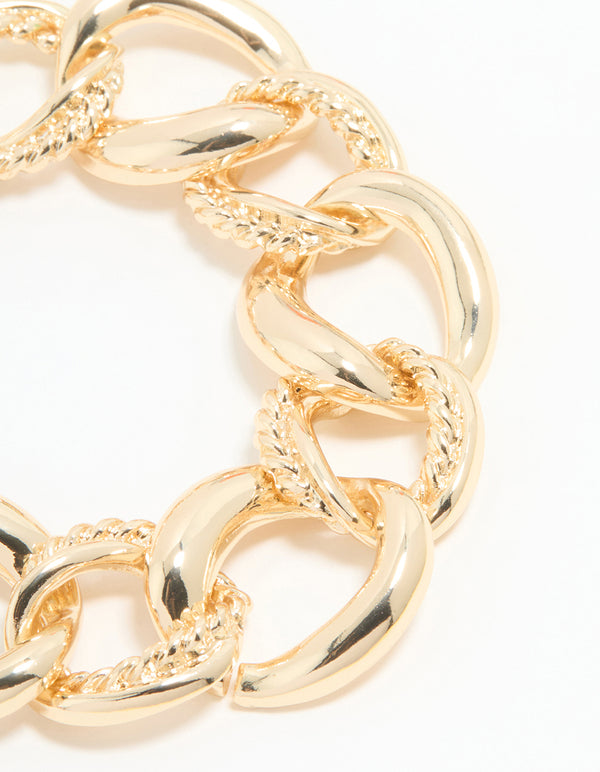 Gold Twisted Curb Toggle Bracelet