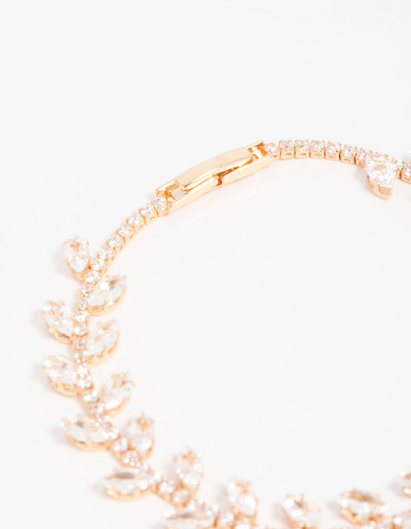 Gold Cubic Zirconia Fine Vine Bracelet