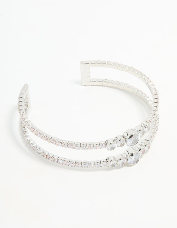 Silver Cubic Zirconia Wrist Cuff