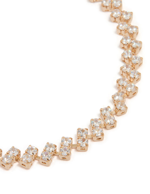 Gold Cubic Zirconia Baguette Toggle Bracelet