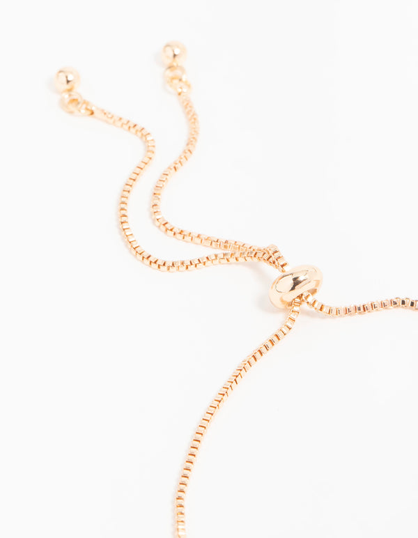 Gold Cubic Zirconia Mini Pink Flower Toggle Bracelet