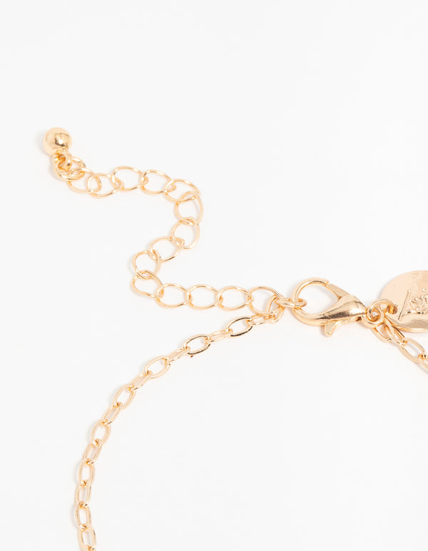 Gold Diamante Drop Bracelets 4-Pack