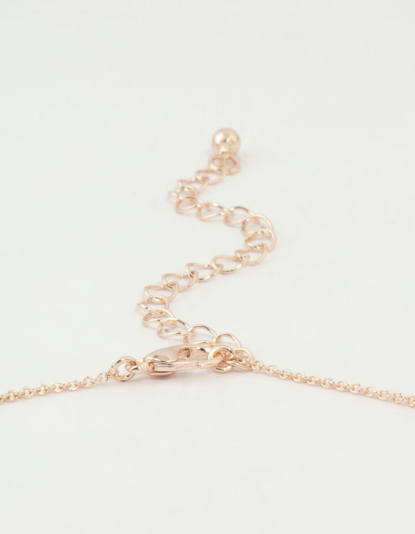 Rose Gold Plated Cubic Zirconia Bow Pendant Necklace