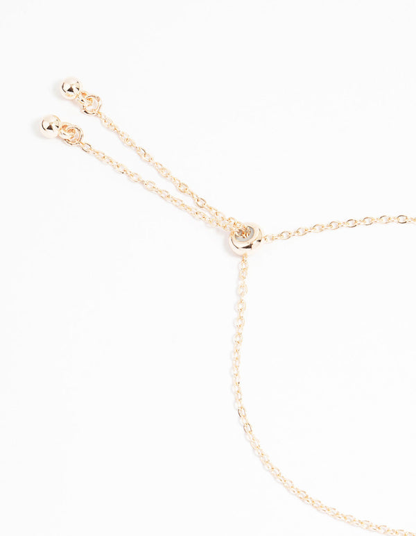 Rose Gold Plated Cubic Zirconia Outline Flower Trio Toggle Bracelet