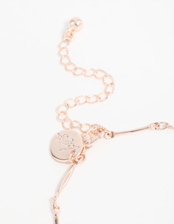 Rose Gold Plated Cubic Zirconia Rose Quartz Drop Bracelet