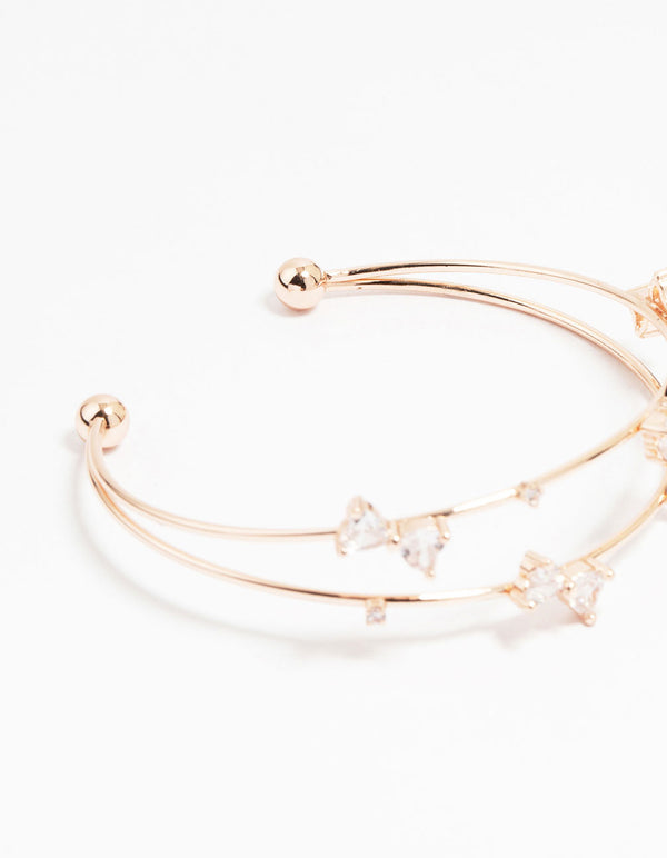 Rose Gold Plated Cubic Zirconia Layered Wrist Cuff