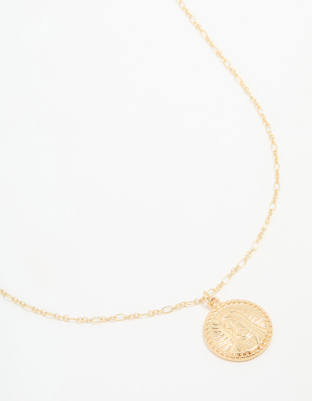 Gold Plated Mary Coin Pendant Necklace