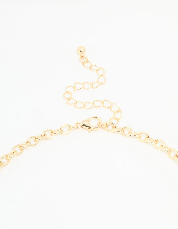 Gold Plated Cross & Mixed Charm Necklace