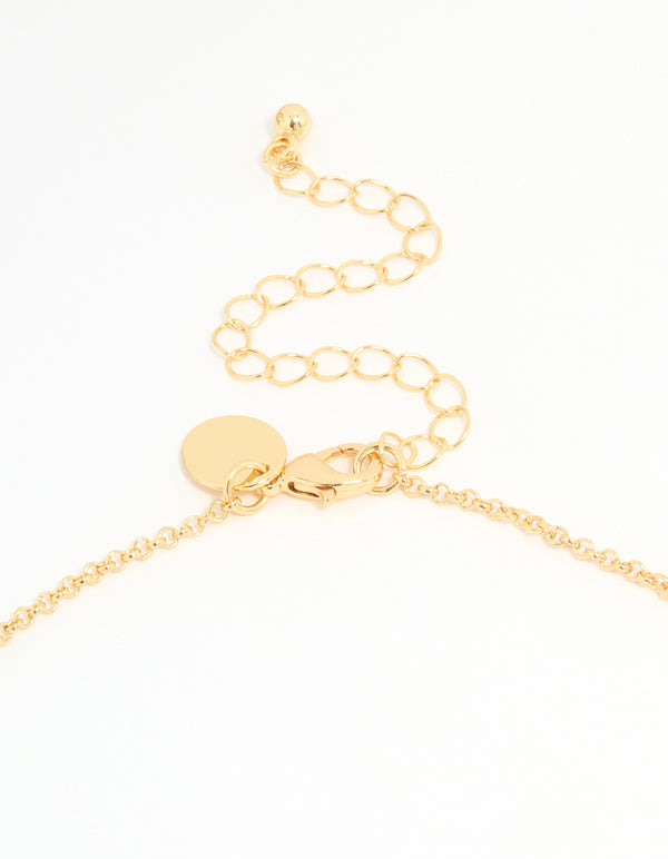 Gold Plated Bubble S & Heart Charm Necklace
