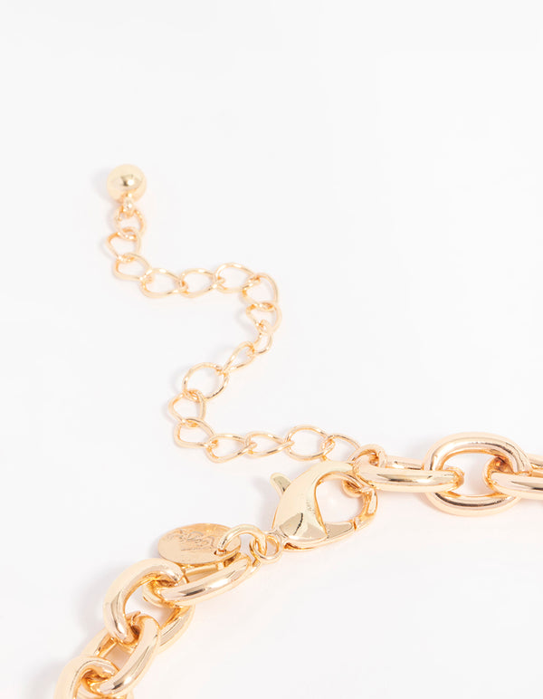 Gold Green Stones Circle Necklace