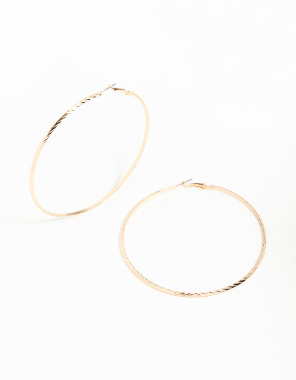 Gold Thin Hoop Large Earrings