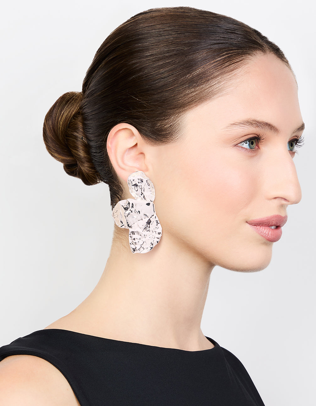 Silver Plated Half Flower Stud Earrings