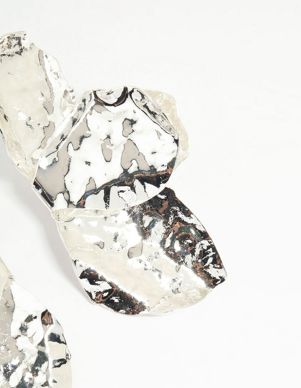 Silver Plated Half Flower Stud Earrings