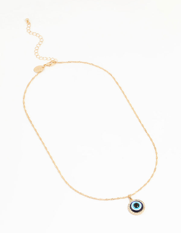 Gold Evil Eye Pendant Necklace