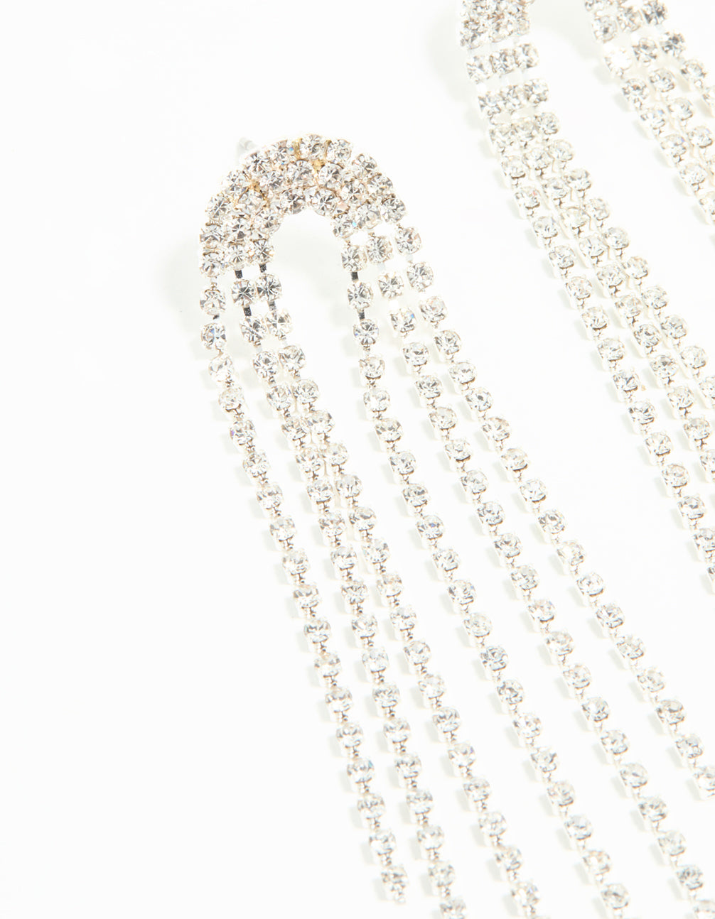 Silver Diamante Rainbow Shaped Cupchain Drop Earrings