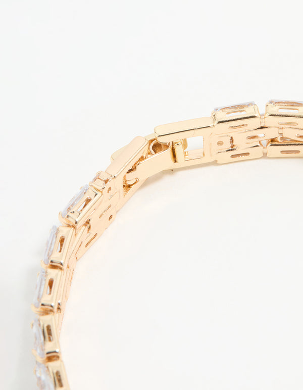 Gold Cubic Zirconia Baguette Layered Bracelet