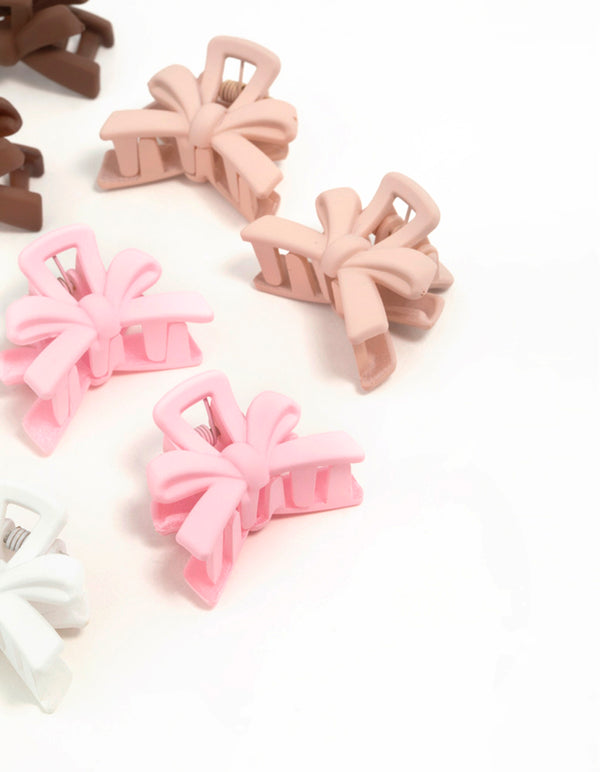 Matte Neutral Min Bow Claw Clips 10-Pack