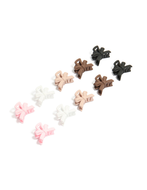 Matte Neutral Min Bow Claw Clips 10-Pack