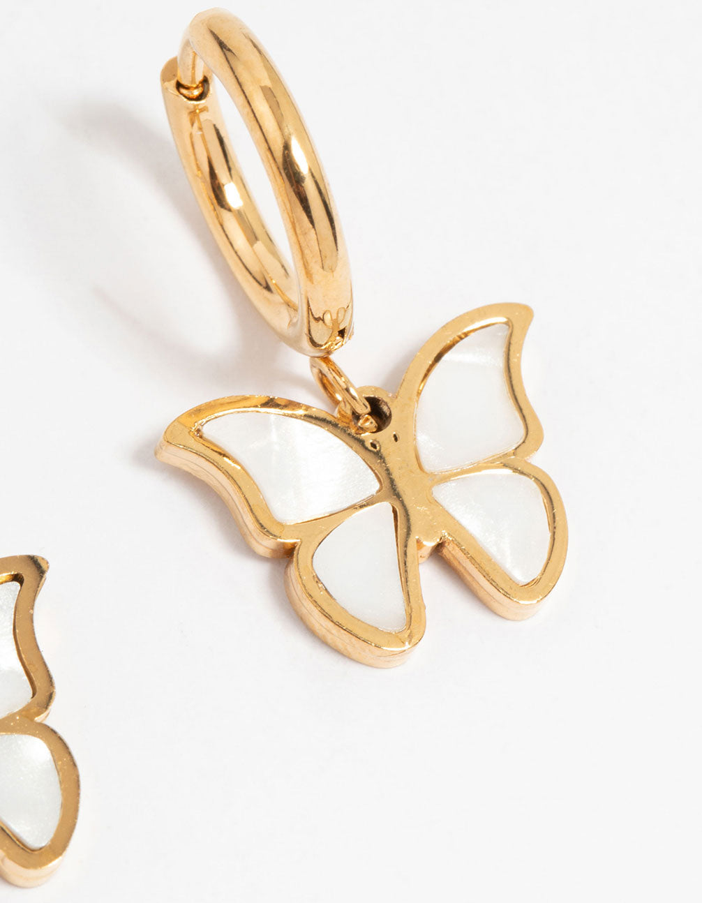 Waterproof Gold Plated Stainless Steel Butterfly Hoop Earrings