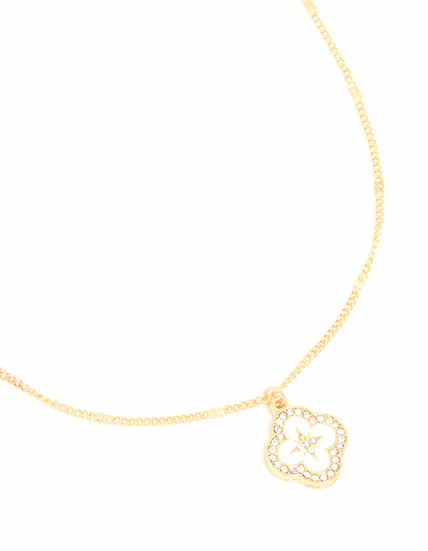 Waterproof Gold Plated Stainless Steel Flower Enamel Pendant Necklace