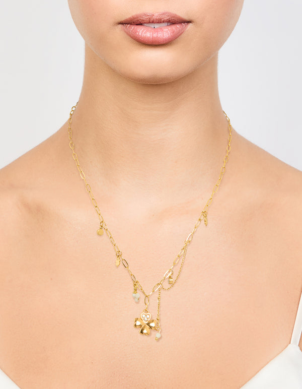 Waterproof Gold Plated Stainless Steel Clover Charm Necklace