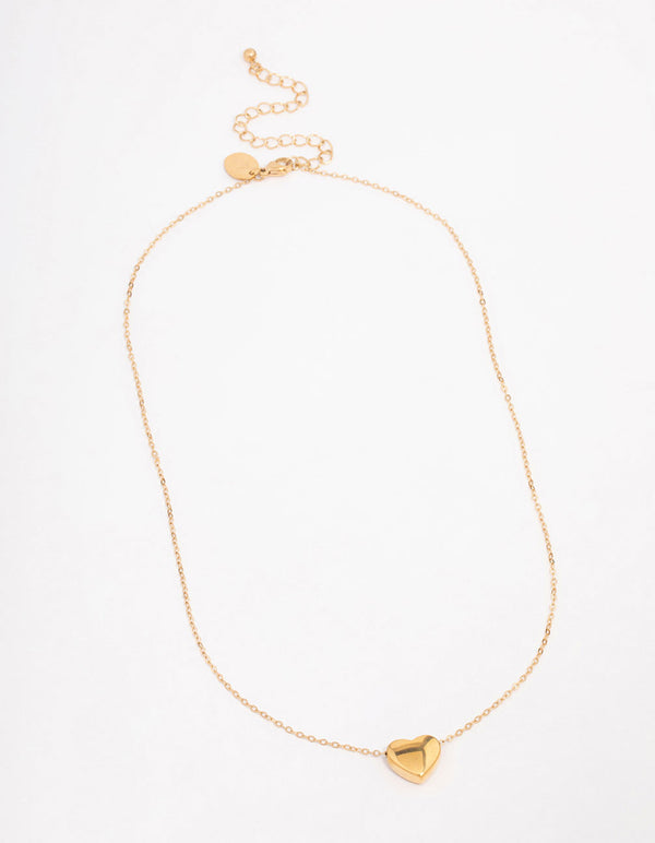 Waterproof Gold Plated Stainless Steel Heart Pendant Necklace