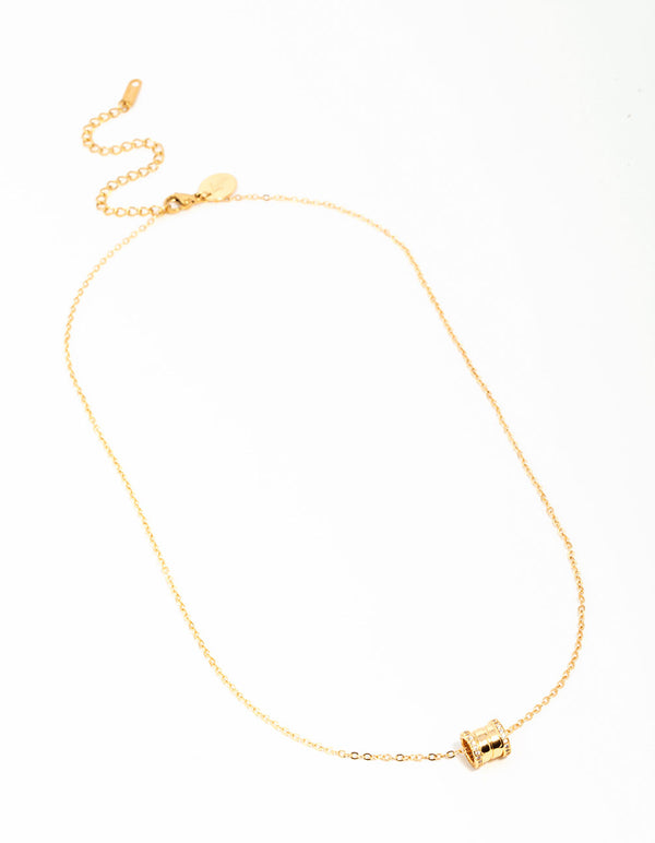 Waterproof Gold Plated Stainless Steel Cubic Zirconia Rondell Pendant Necklace