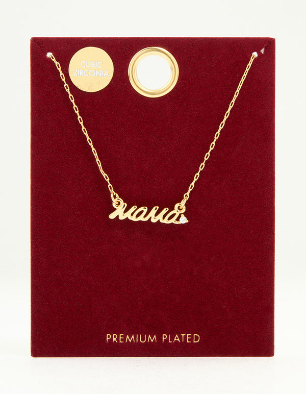 Gold Plated Mama Pendant Necklace