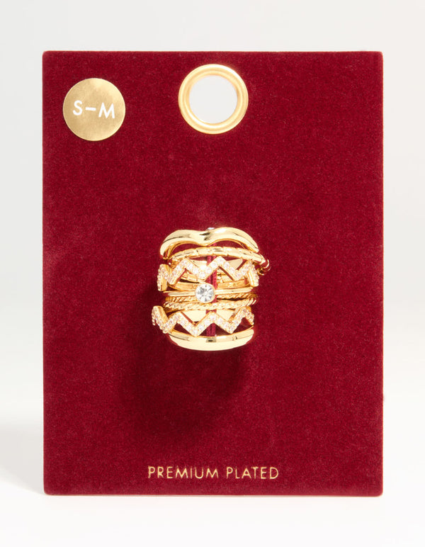 Gold Plated Zigzag Stacking Rings 7-Pack