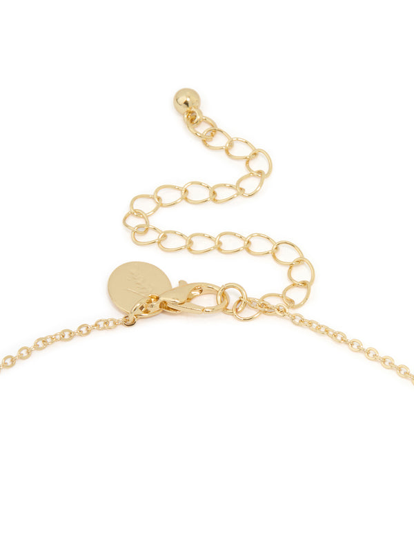 Gold Plated Cubic Zirconia Flower Pendant Necklace