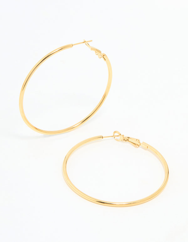 Gold Plated Surgical Steel Hoop Earrings 50 MM