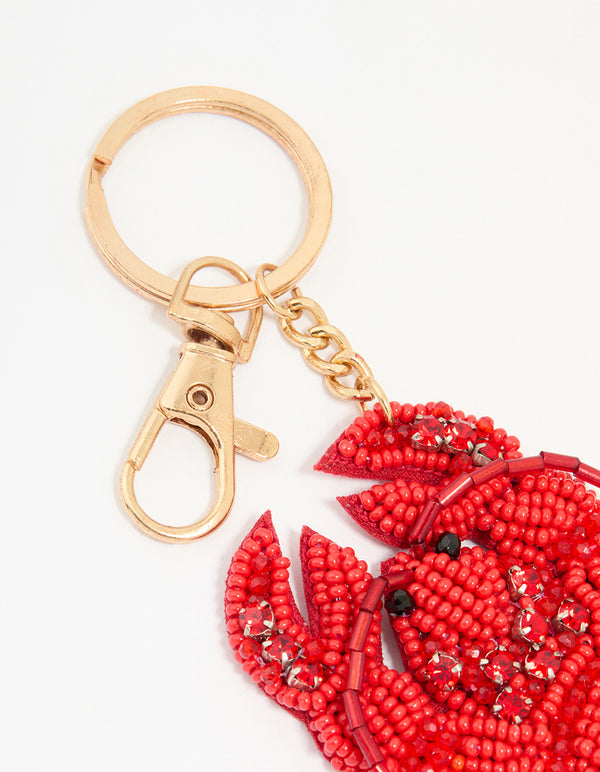 Red Beaded Lobster Keychain