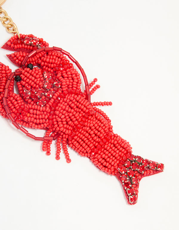 Red Beaded Lobster Keychain