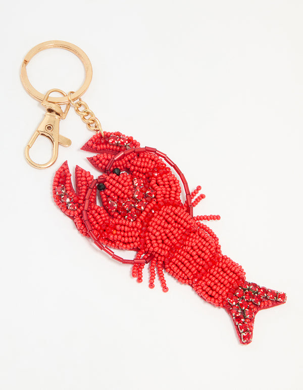 Red Beaded Lobster Keychain