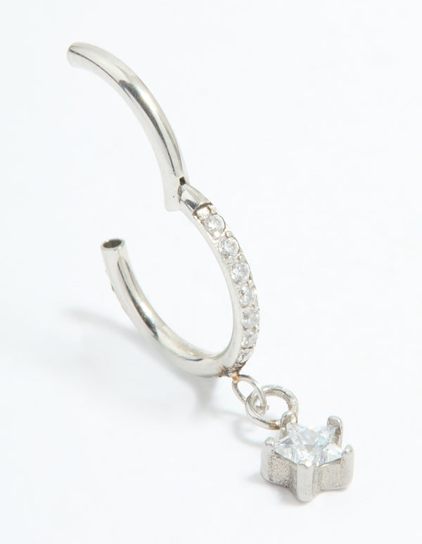 Surgical Steel Cubic Zirconia Micro Star Clicker Ring