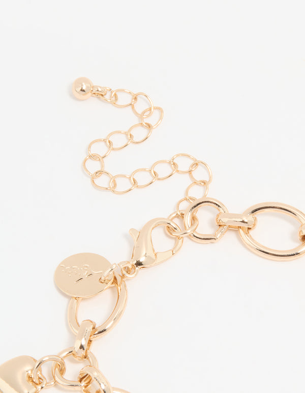 Gold Pearl Star & Watch Charm Bracelet