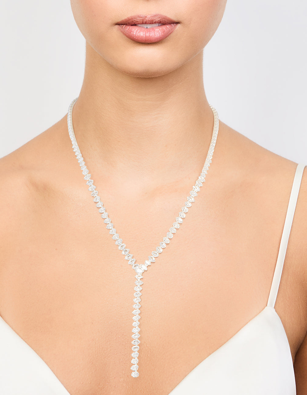 Silver Cubic Zirconia Graduating Y-Necklace