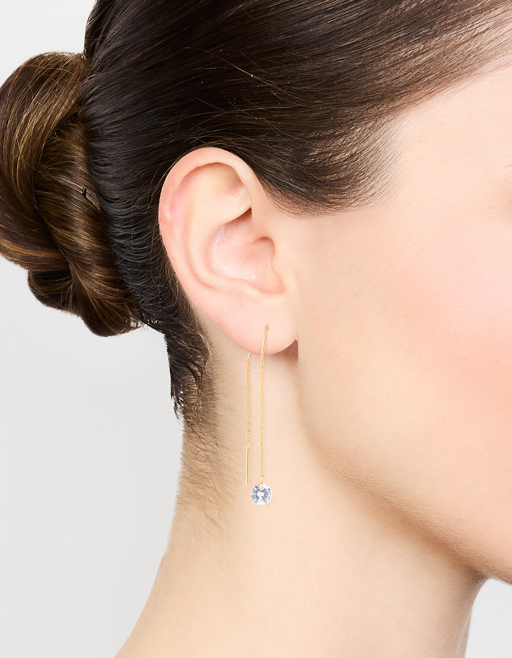 Gold Plated Cubic Zirconia Thread Through Earrings