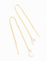 Gold Plated Cubic Zirconia Thread Through Earrings