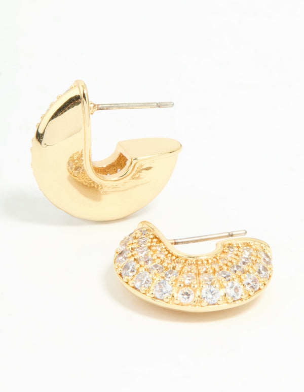 Gold Plated Cubic Zirconia Mini Hoop Earrings