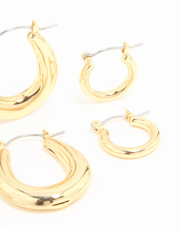 Gold Plated Oval Hoops 3-Pack