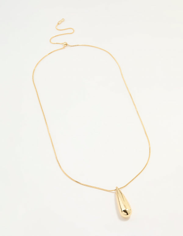 Gold Plated Teardrop Pendant Necklace