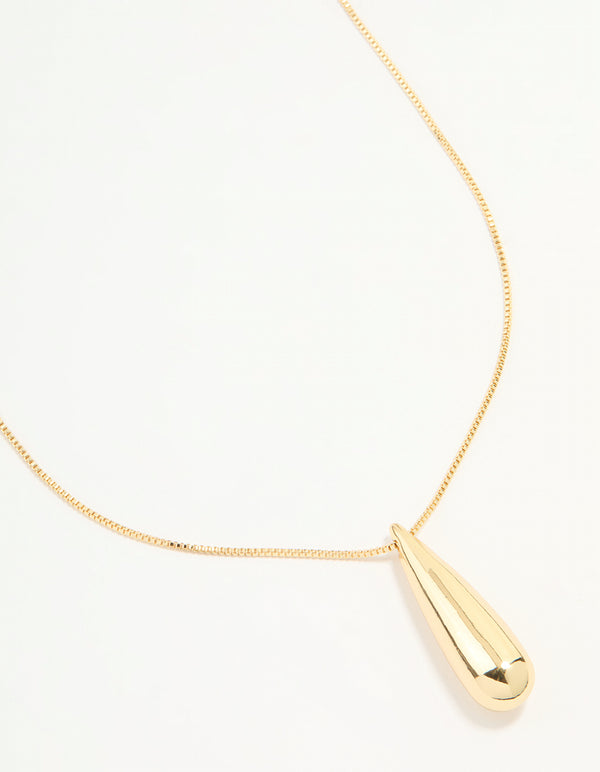 Gold Plated Teardrop Pendant Necklace