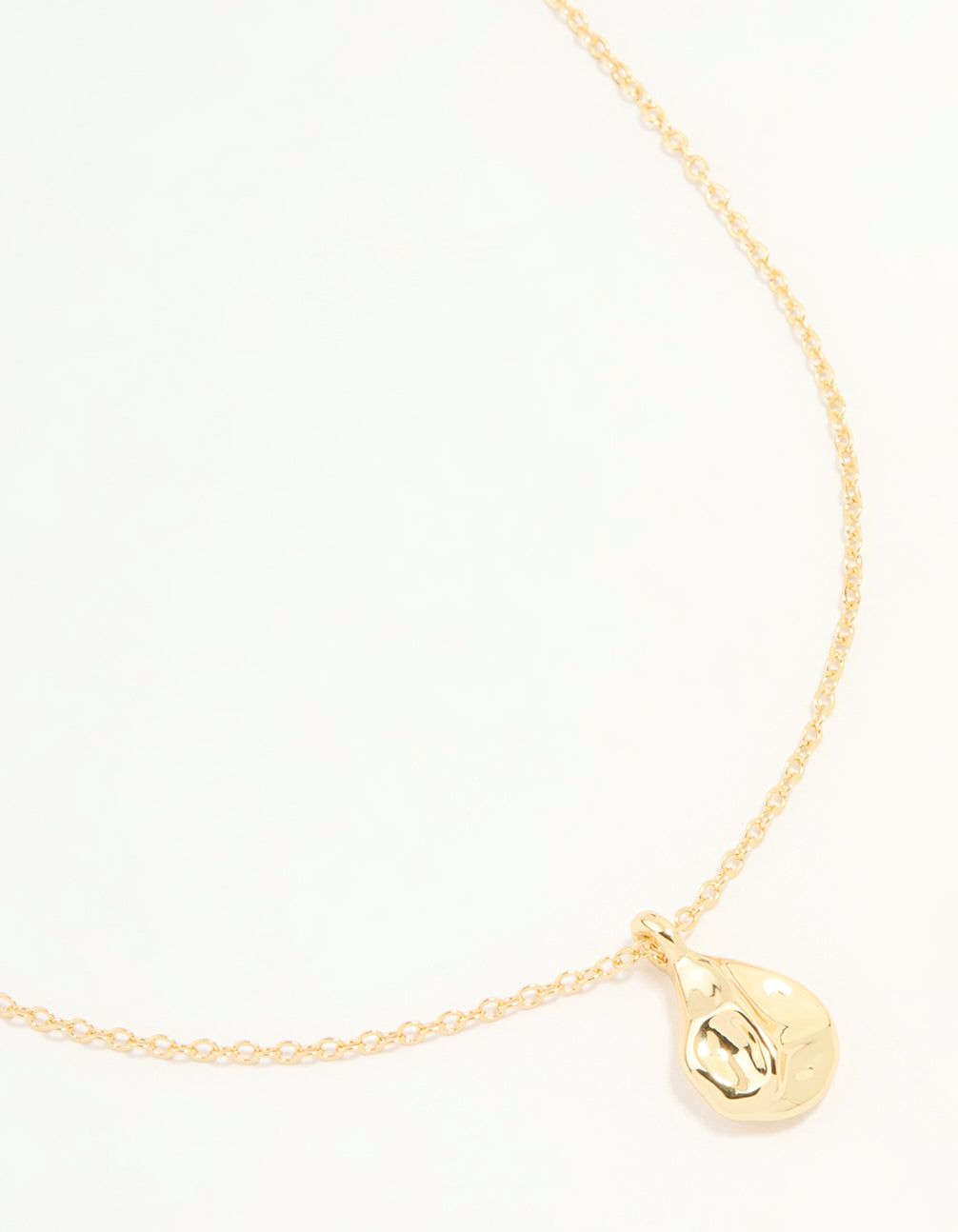 Gold Plated Organic Drop Pendant Necklace